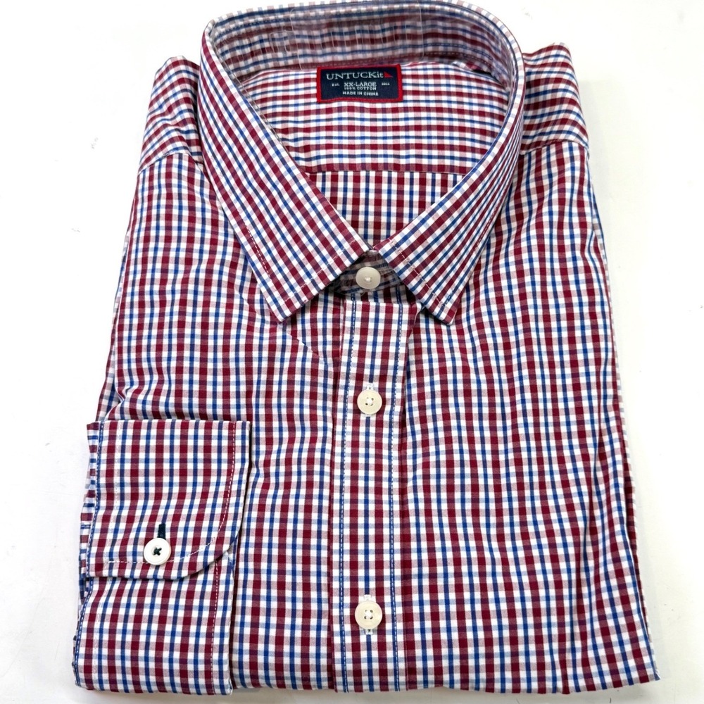 UNTUCKit Amberhill Gingham Button Down Long Sleeve Shirt Regular‎ Fit Sz XXL NEW